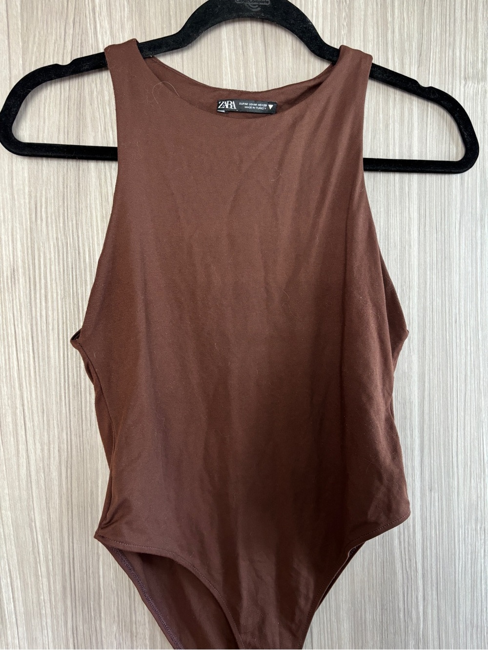 Zara Brown Sleeveless High-Neck Bodysuit